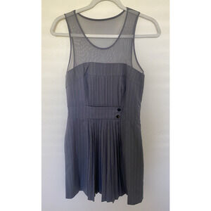 Bebe Y2K Pinstripe Pleated Mesh Dress 4 Office Siren Preppy School